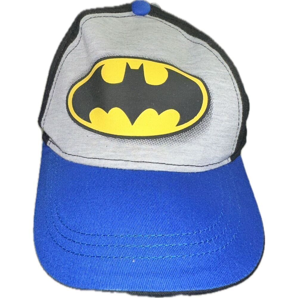 Berkshire Fashions Childrens Kids BATMAN Logo Hat Cap Blue Gray Black Yellow